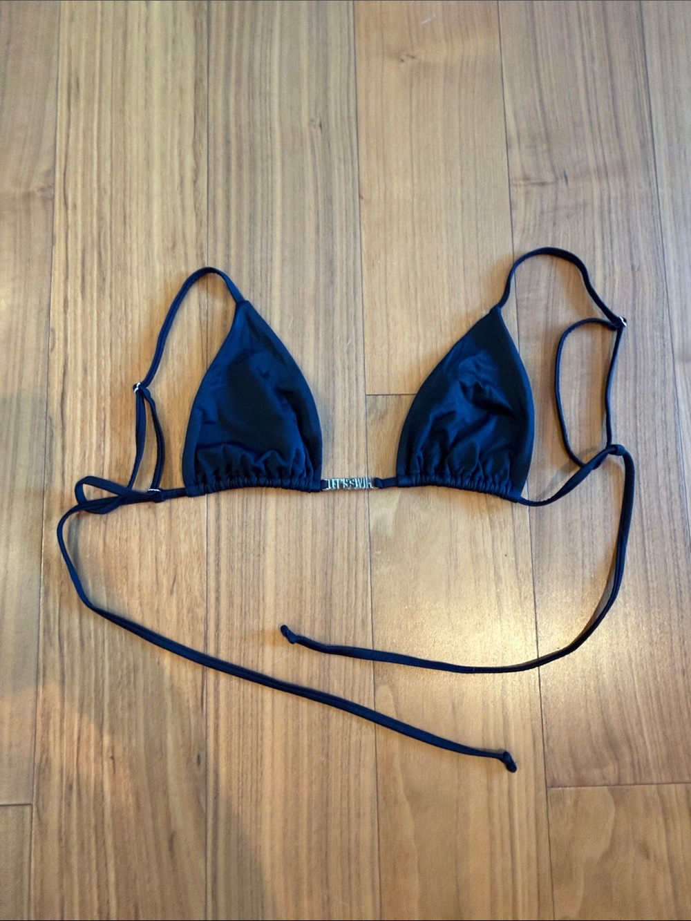 Black Triangle Bandeau Top with Adjustable Ties